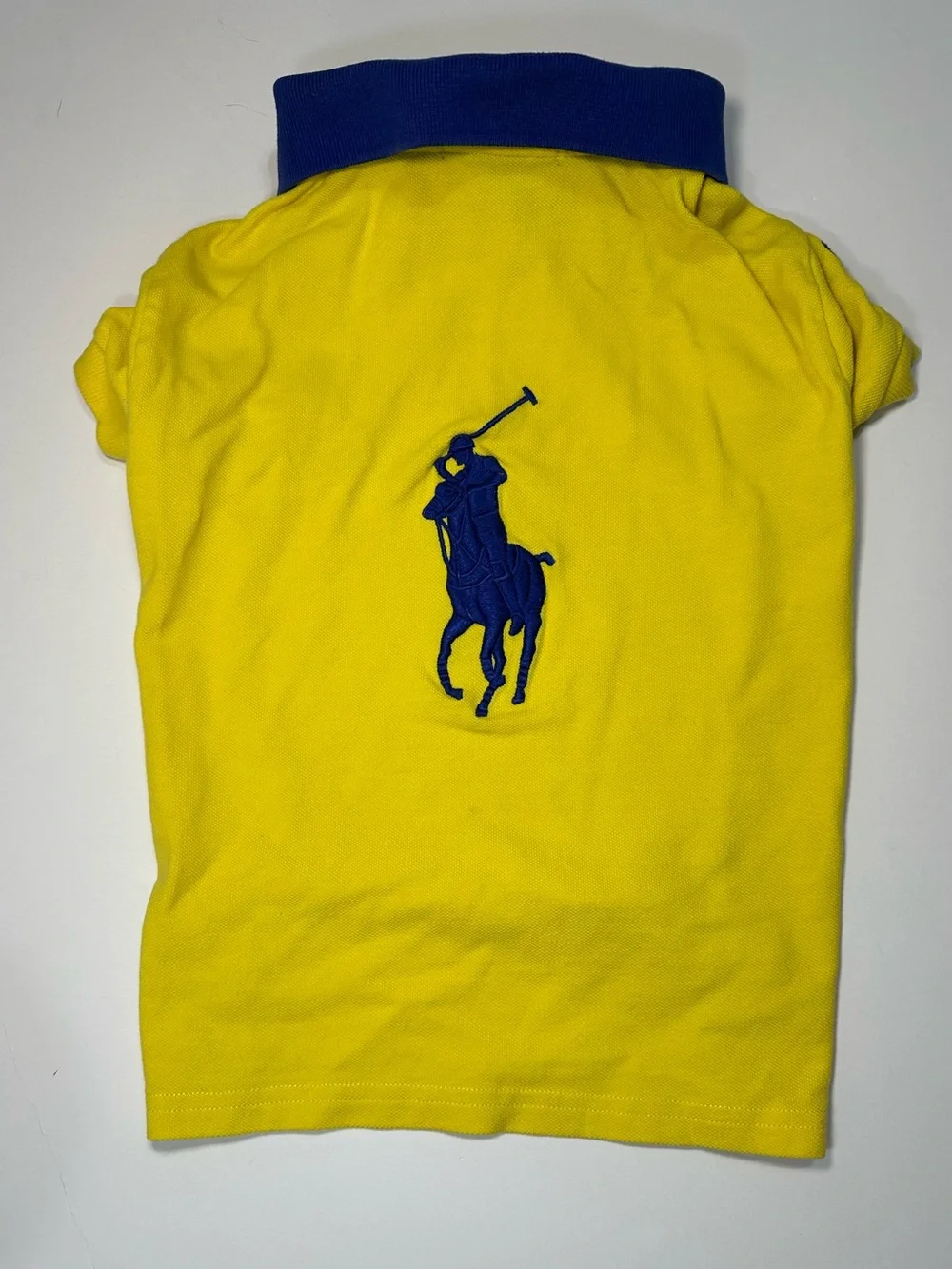 POLO RALPH LAUREN DOG POLO SHIRT XL YELLOW BLUE BIG PONY PET APPAREL - Picture 2 of 10